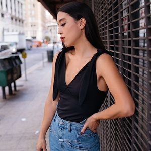 & Other Stories Tie Strap V Neck Tank Top Black 4